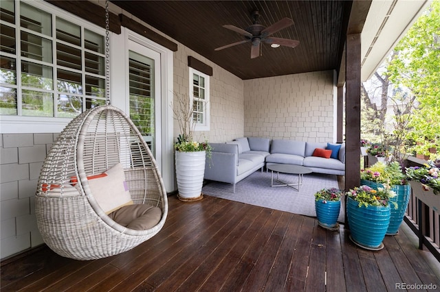 295 Jersey St, Denver, CO 80220 - deck featuring an outdoor living space and a ceiling fan