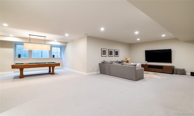 295 Jersey St, Denver, CO 80220 - carpeted living area featuring recessed lighting, baseboards, and pool table