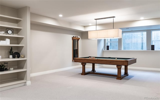 295 Jersey St, Denver, CO 80220 - recreation room with recessed lighting, pool table, light colored carpet, and baseboards