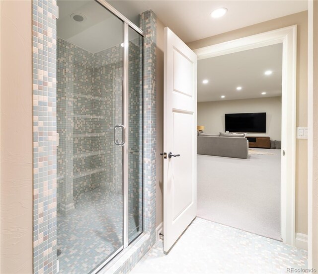 295 Jersey St, Denver, CO 80220 - bathroom featuring recessed lighting and a stall shower
