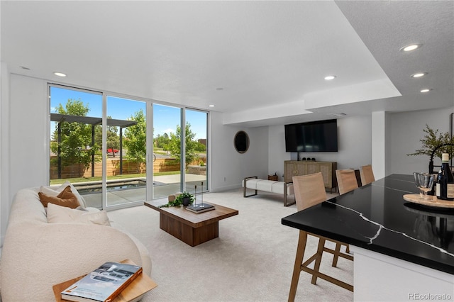 9161 W Lake Dr, Littleton, CO 80123 - carpeted living area featuring recessed lighting and floor to ceiling windows