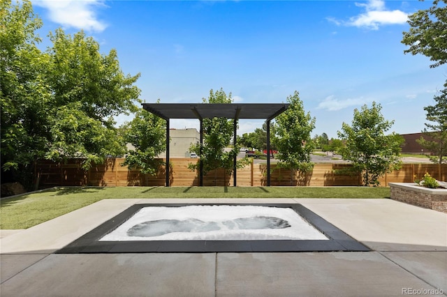 9161 W Lake Dr, Littleton, CO 80123 - fenced backyard with an in-ground hot tub and a patio