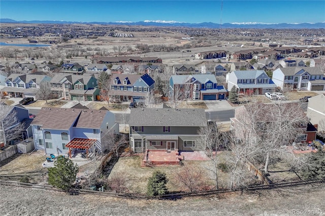 aerial view with a residential view and a mountain view