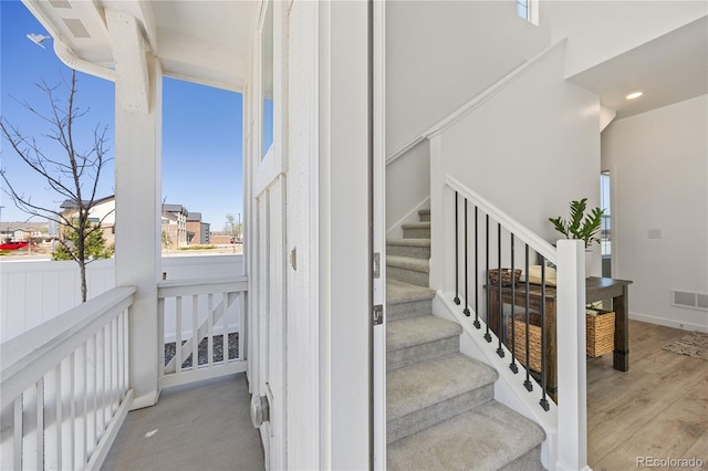 stairs featuring visible vents