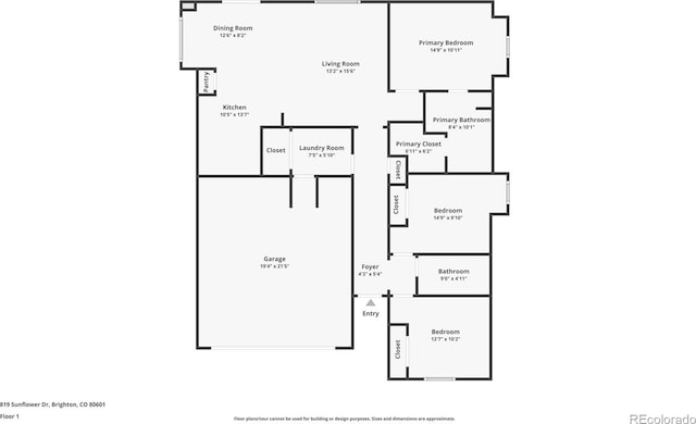 819 Sunflower Dr, Brighton, CO 80601 - view of floor plan / room layout