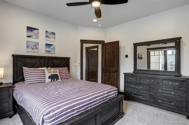 200 Quill, Fraser, CO 80442 - bedroom with light carpet, a ceiling fan, and recessed lighting