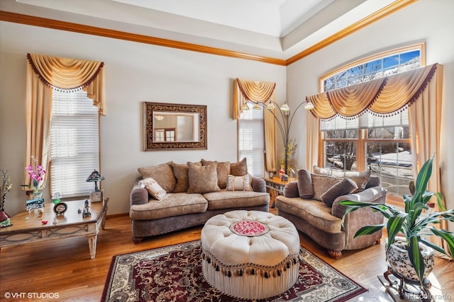 living room with wood finished floors