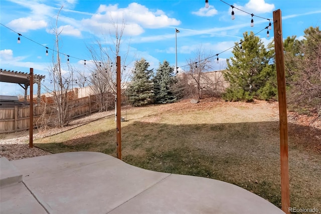 view of yard with a patio area and fence