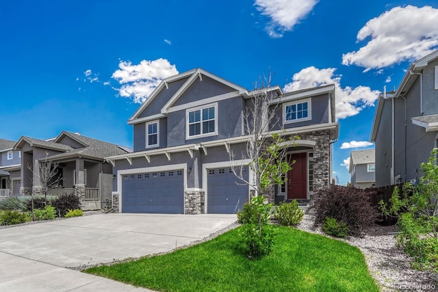 craftsman inspired home featuring a garage