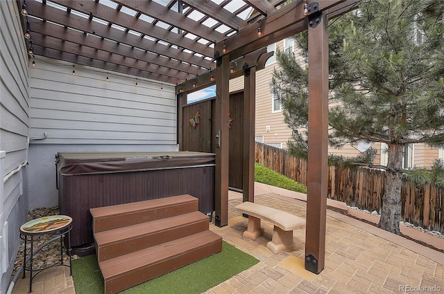 2314 Fairway Wood Cir, Castle Rock, CO 80109 - view of patio / terrace featuring a hot tub and a pergola