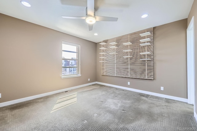 11323 Uptown Ave, Broomfield, CO 80021 - carpeted spare room with visible vents, a ceiling fan, baseboards, and recessed lighting