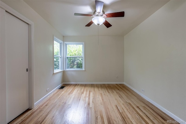 3256 S Ogden St, Englewood, CO 80113 - empty room featuring light wood-type flooring, baseboards, and a ceiling fan