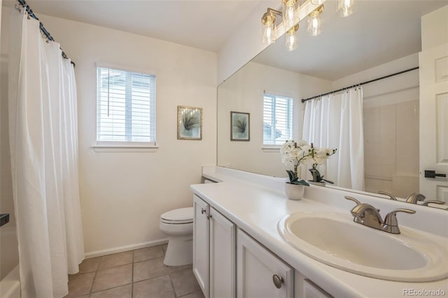 4807 Fenwood Dr, Highlands Ranch, CO 80130 - full bathroom with vanity, tile patterned flooring, and shower / tub combo