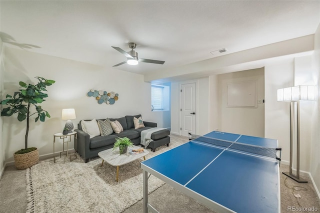 4807 Fenwood Dr, Highlands Ranch, CO 80130 - game room featuring light colored carpet and ceiling fan