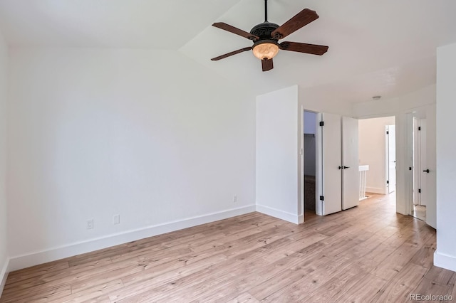 8197 S Fillmore Way, Centennial, CO 80122 - empty room featuring ceiling fan, light wood-style floors, baseboards, and vaulted ceiling