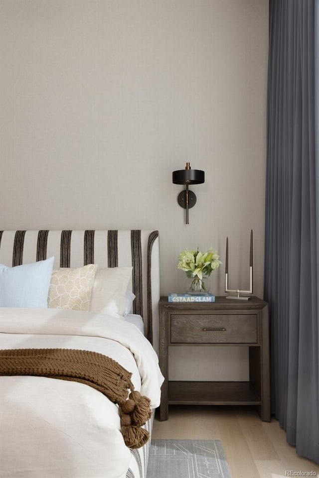 bedroom featuring light hardwood / wood-style flooring