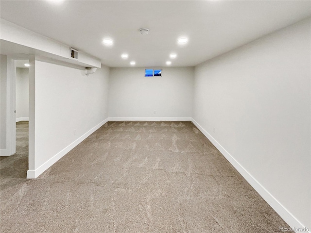 basement featuring carpet floors