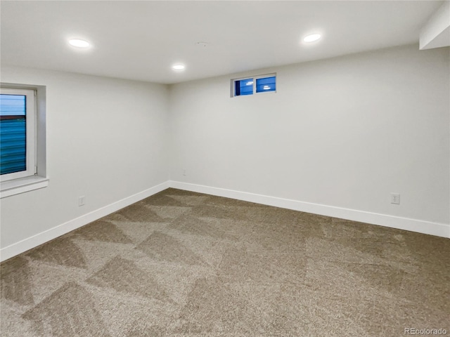 basement featuring carpet