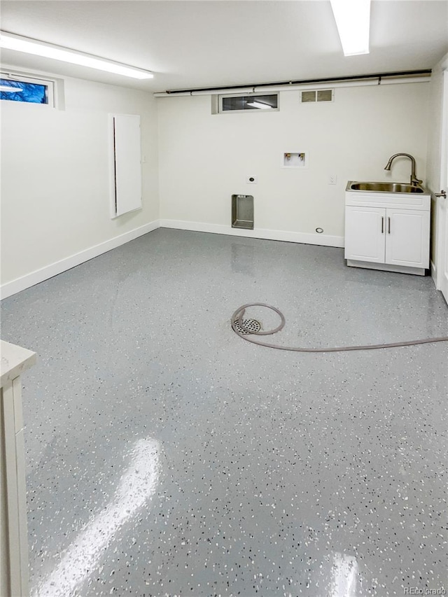 basement with sink