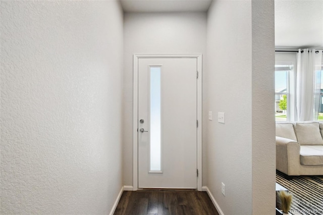 19221 E 65th Ave, Denver, CO 80249 - entryway featuring a textured wall and dark wood-style floors