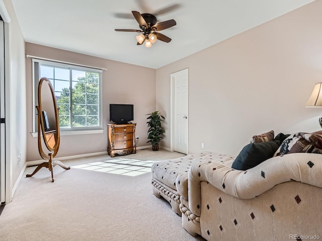 6577 S Waco Way, Aurora, CO 80016 - living room featuring carpet floors and a ceiling fan