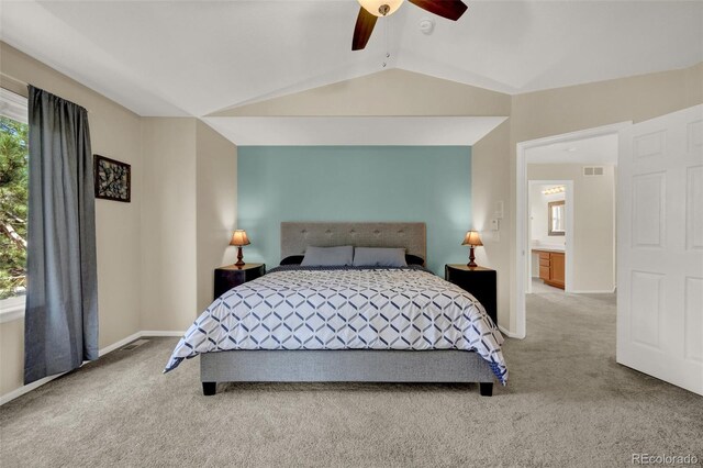 5415 Spruce Ave, Castle Rock, CO 80104 - carpeted bedroom with multiple windows, ceiling fan, and lofted ceiling