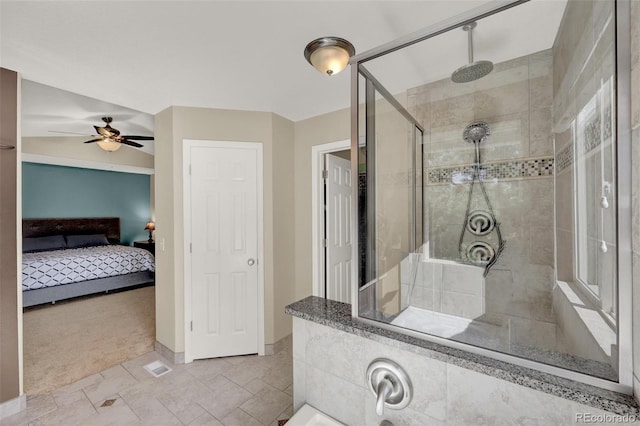 5415 Spruce Ave, Castle Rock, CO 80104 - ensuite bathroom featuring a shower stall and a ceiling fan