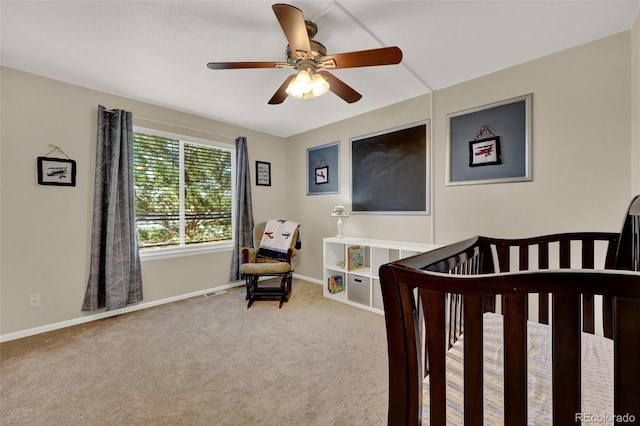 5415 Spruce Ave, Castle Rock, CO 80104 - carpeted bedroom featuring a crib and ceiling fan