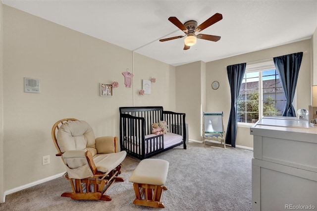 5415 Spruce Ave, Castle Rock, CO 80104 - carpeted bedroom featuring a crib and ceiling fan