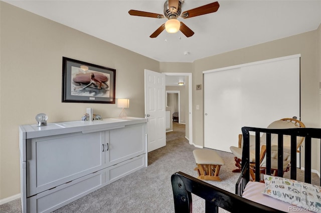 5415 Spruce Ave, Castle Rock, CO 80104 - bedroom featuring carpet, a closet, and a ceiling fan