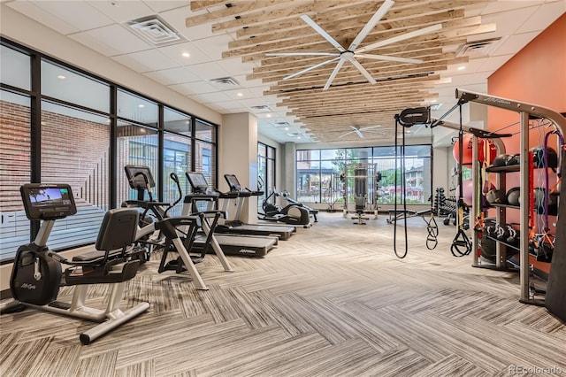 workout area with carpet