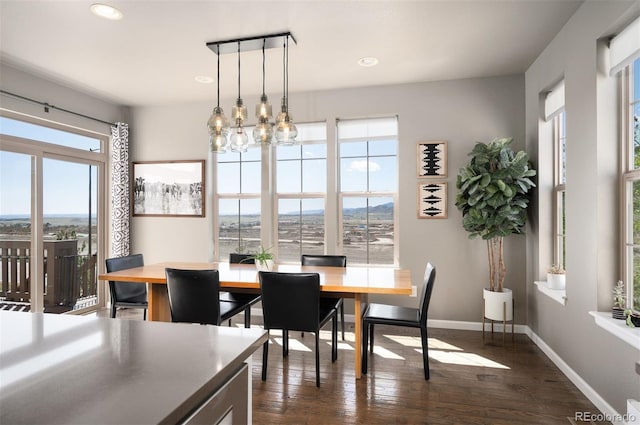 15194 W Washburn Ave, Lakewood, CO 80228 - dining area with dark wood-type flooring, recessed lighting, and a chandelier