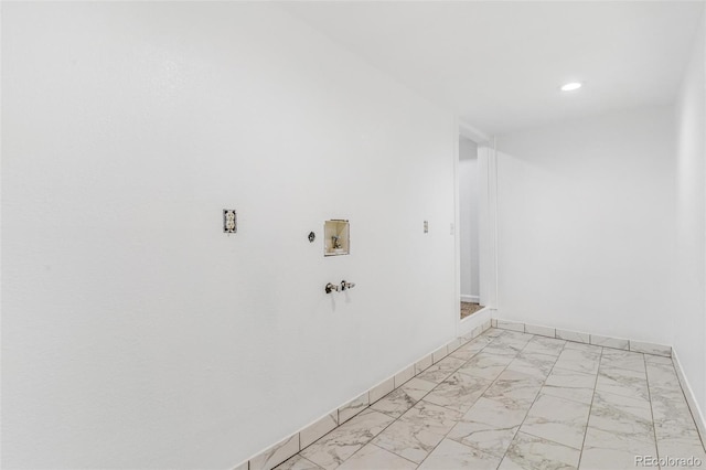 524 Rider Ridge Dr, Longmont, CO 80504 - laundry area with laundry area, hookup for a washing machine, baseboards, marble finish floor, and recessed lighting