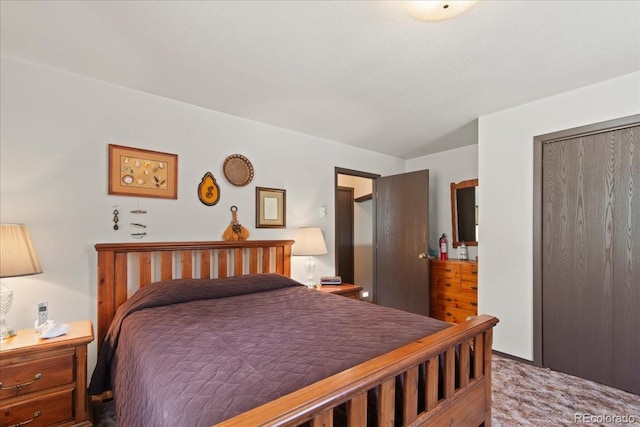 bedroom featuring a closet and carpet flooring