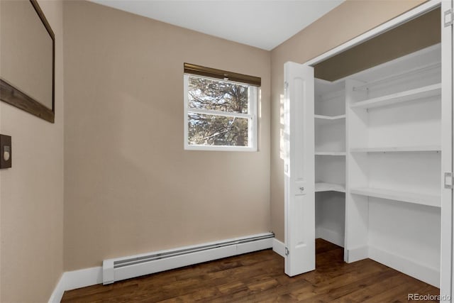 interior space with a baseboard heating unit