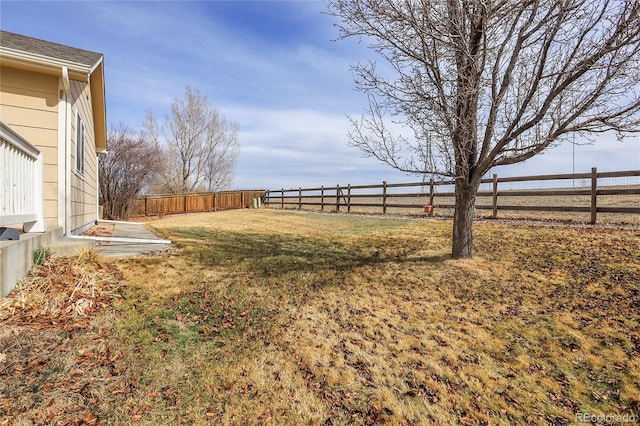 view of yard with a fenced backyard