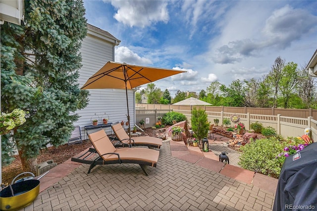 view of patio with a fenced backyard