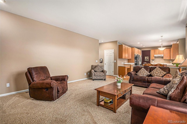 5569 S Helena St, Centennial, CO 80015 - living area featuring light carpet and recessed lighting