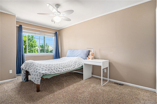 5569 S Helena St, Centennial, CO 80015 - bedroom with carpet floors, crown molding, and ceiling fan