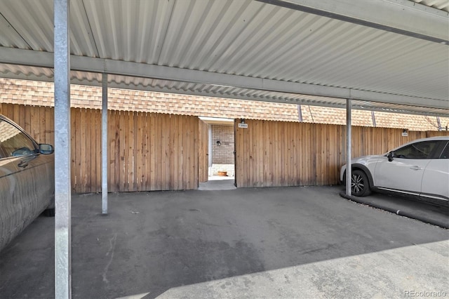 view of covered parking lot