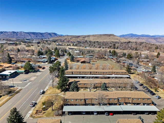 bird's eye view with a mountain view