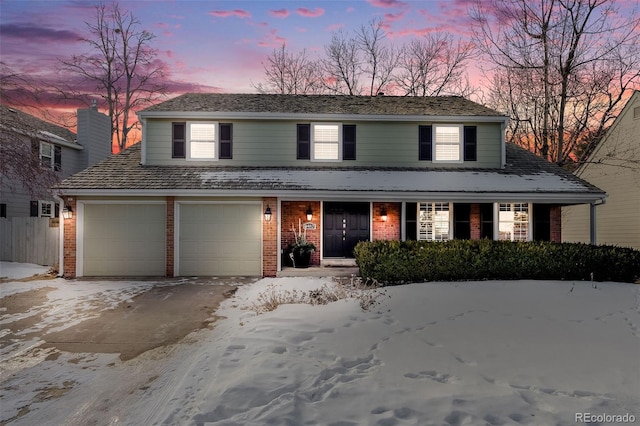 view of front of property featuring a garage