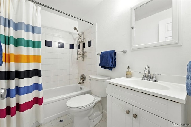 7830 Club Crest Dr, Arvada, CO 80005 - full bath with shower / bathtub combination with curtain, vanity, and tile patterned floors