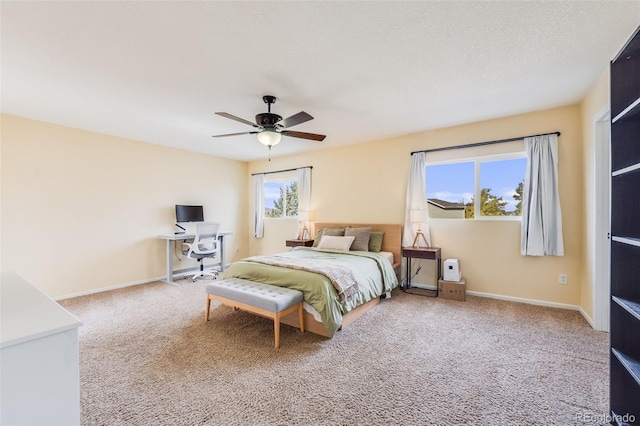 bedroom featuring carpet and ceiling fan