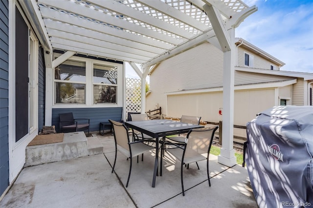 view of patio featuring a pergola and grilling area