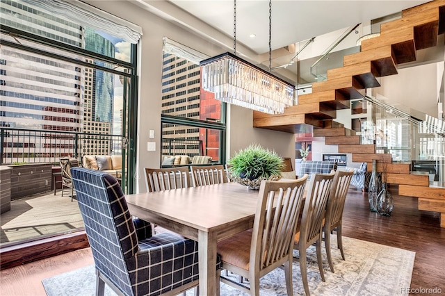 dining area with wood-type flooring