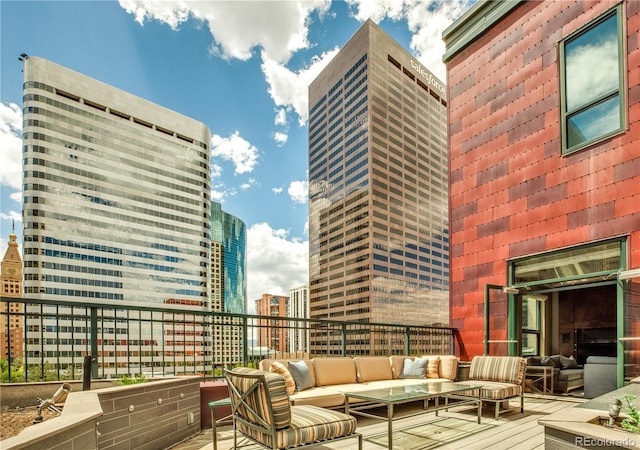 deck featuring outdoor lounge area