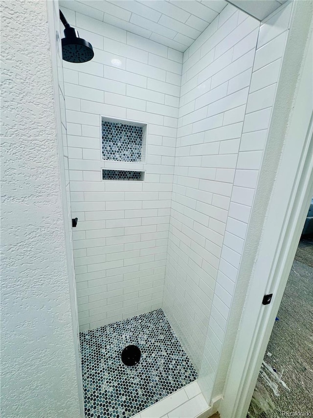 7126 Joan St, Denver, CO 80221 - bathroom with a stall shower and a textured wall