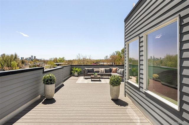 deck featuring an outdoor living space