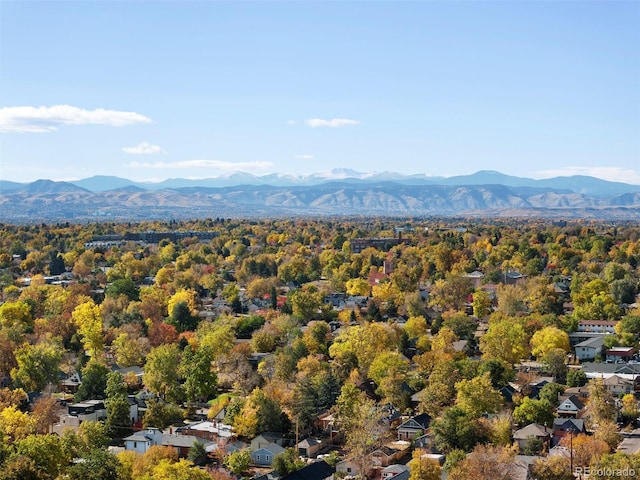 drone / aerial view with a mountain view